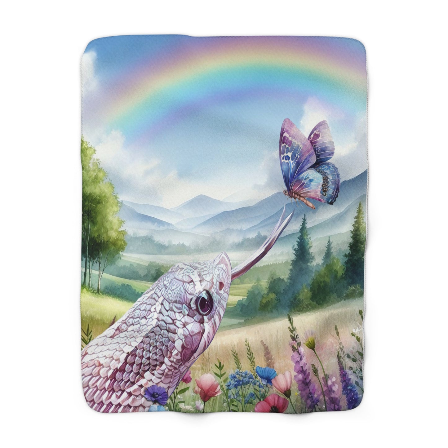 Rainbow Hog Sherpa Fleece Blanket