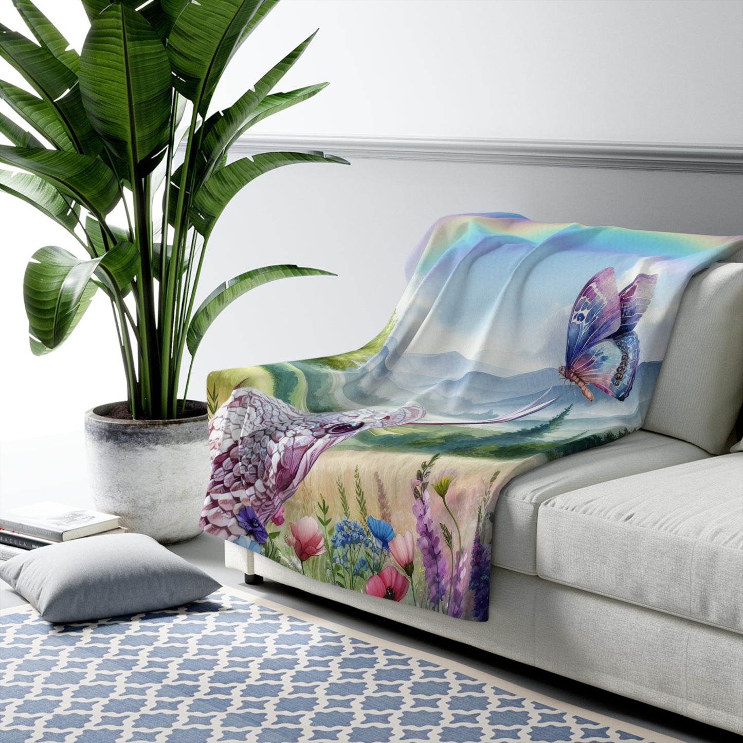 Rainbow Hog Sherpa Fleece Blanket