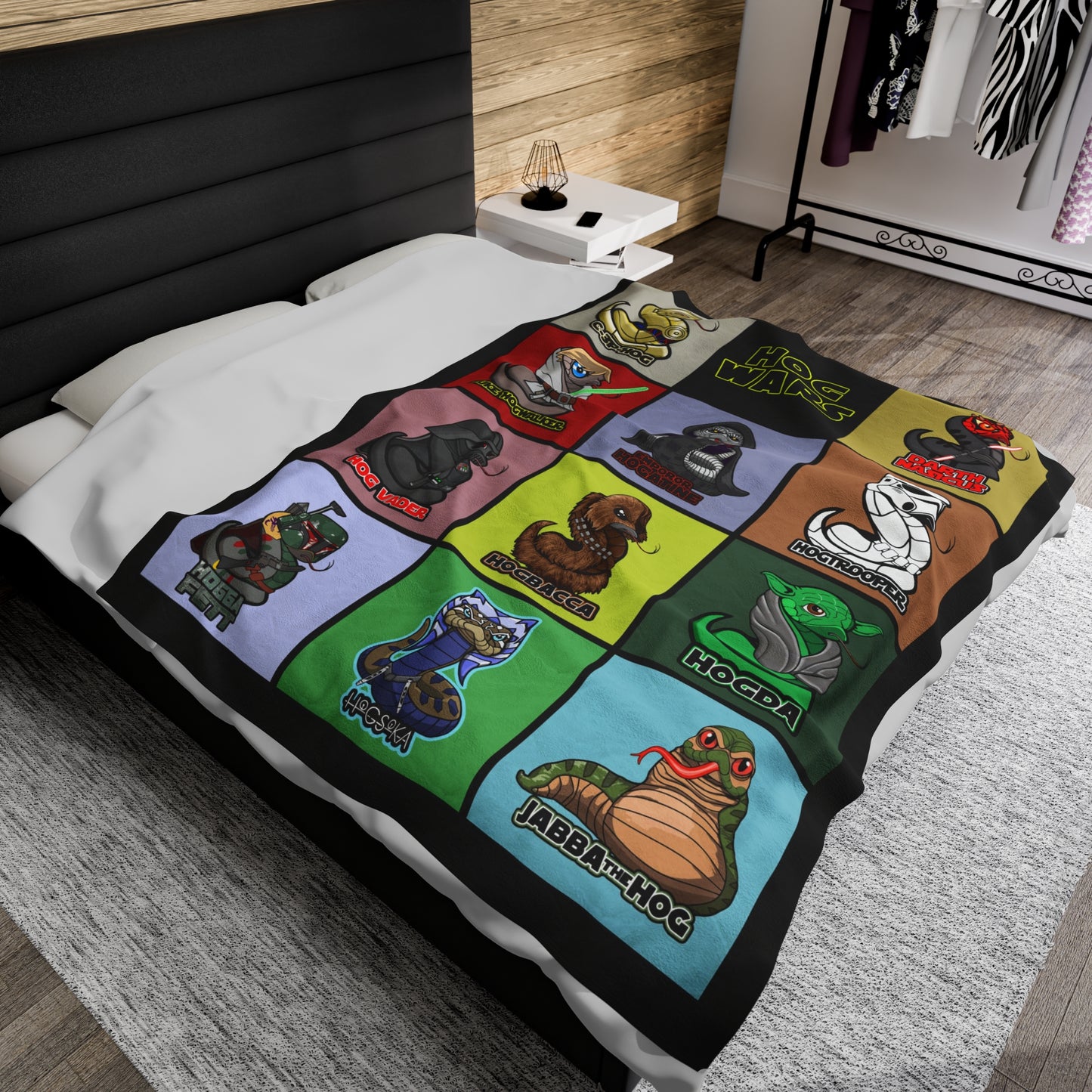 Hog Wars Squares Velveteen Plush Blanket