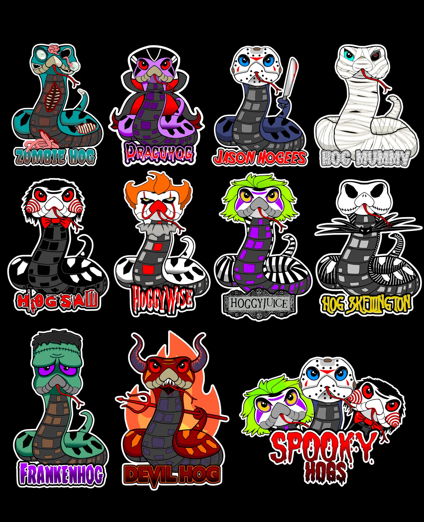 Spooky Hogs Sticker Set