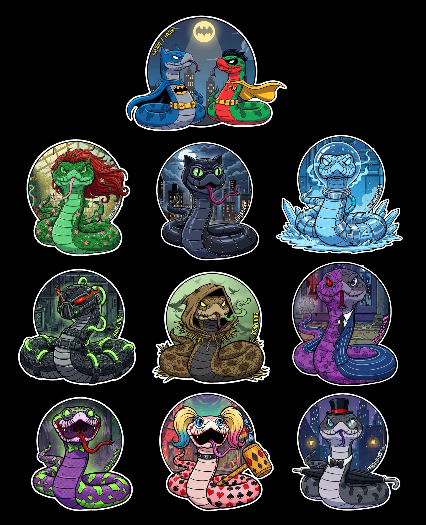 BatHog Villains Sticker Set